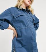Topshop Maternity - Oversized denimskjorte i blå-Marineblå