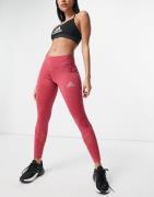 Adidas Running - Leggings med logo i hindbærrød-Lyserød