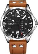 Stührling Original Herreur 3916.2 Aviator Sort/Læder Ø41 mm