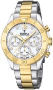 Festina Dameur F20604-1 Boyfriend Hvid/Gul guldtonet stål Ø39 mm