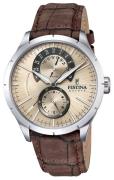 Festina Herreur F16573-9 Sølvfarvet/Læder Ø44 mm