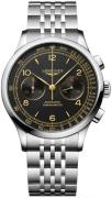 Longines Herreur L2.921.4.56.6 Record Sort/Stål Ø40 mm
