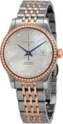 Longines Dameur L2.321.5.89.7 Record Hvid/18 karat rosa guld Ø30 mm