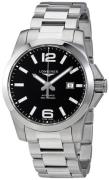Longines Herreur L3.778.4.58.6 Conquest Sort/Stål Ø43 mm