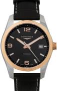 Longines Herreur L2.785.5.56.3 Conquest Sort/Læder Ø40 mm