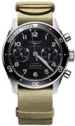 Longines Herreur L3.821.4.53.9 Spirit Flyback Sort/Tekstil Ø42 mm