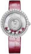 Chopard Dameur 204445-1006 Happy Diamonds Hvid/Læder Ø37.7 mm