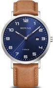 Bering Herreur 18640-567 Titanium Blå/Læder Ø40 mm
