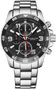 Stührling Original Herreur 3957.1 Concorso Sort/Stål Ø40 mm
