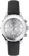 Versace Herreur VEV601223 Signature Sølvfarvet/Læder Ø44 mm