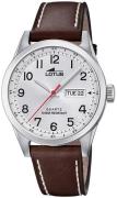 Lotus Herreur 18671/1 Classic Sølvfarvet/Læder Ø42 mm