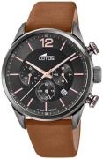 Lotus Herreur 18687/2 Chrono Sort/Læder Ø44 mm