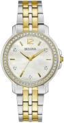 Bulova Dameur 98X127 Crystal Hvid/Gul guldtonet stål Ø34 mm