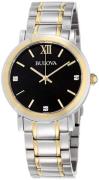 Bulova Herreur 98D138 Diamond Sort/Gul guldtonet stål Ø40 mm
