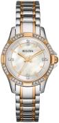 Bulova Dameur 98L203 Crystal Sølvfarvet/Rosaguldtonet stål Ø30 mm