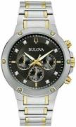 Bulova Herreur 98D159 Diamond Sort/Gul guldtonet stål Ø42 mm