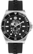 Philipp Plein Herreur PWOAA0122 The Skull Sort/Gummi Ø44 mm