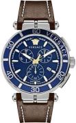 Versace Herreur VE3L00122 Greca Blå/Læder Ø45 mm