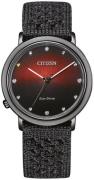 Citizen Dameur EM1007-47E Eco Drive Rød/Tekstil Ø34 mm