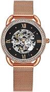 Stührling Original Dameur 3991M.5 Automatic Sort/Rosaguldtonet stål