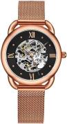 Stührling Original Dameur 3990M.5 Automatic Sort/Rosaguldtonet stål