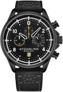 Stührling Original Herreur 929.05 Aviator Sort/Læder Ø45 mm