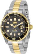 Invicta Herreur 30809 Pro Diver Grå/Gul guldtonet stål Ø43 mm