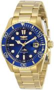 Invicta Dameur 30484 Pro Diver Blå/Gul guldtonet stål Ø38 mm
