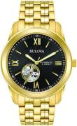 Bulova Herreur 97A132 Mechanical Sort/Gul guldtonet stål Ø42 mm