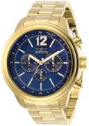Invicta Herreur 28896 Aviator Blå/Gul guldtonet stål Ø49 mm