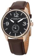 Stührling Original Herreur 931.03 Aviator Sort/Læder Ø42 mm