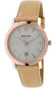 Bulova Herreur 97B144 Sølvfarvet/Læder Ø38 mm
