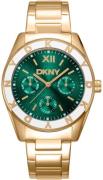 DKNY Dameur DK1L073M0035 Downtown Multi Sport Grøn/Guldtonet stål