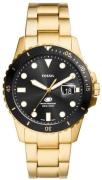 Fossil Herreur FS6035 Blue Sort/Guldtonet stål Ø42 mm