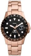 Fossil Herreur FS6027 Blue Sort/Rosaguldtonet stål Ø42 mm
