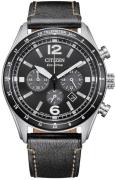 Citizen Herreur CA4654-04E Chrono Sort/Læder Ø43 mm