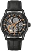 Bulova Herreur 98A283 Sutton Skeletskåret/Læder Ø43 mm