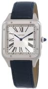 Cartier Herreur WSSA0032 Santos Dumont Sølvfarvet/Læder 46.6x33.9 mm