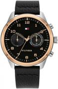 Tommy Hilfiger Herreur 1791786 Patrick Sort/Læder Ø44 mm