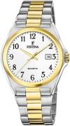 Festina Herreur F20554-1 Classic Hvid/Gul guldtonet stål Ø40 mm