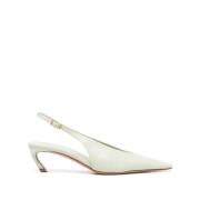 Grønne spidse slingback-pumps