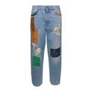 Højtaljede Bandana Patchwork Jeans