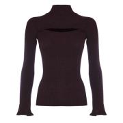 Flared Turtleneck Sweater med Cut-out