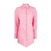 Pink Zebra-Mønstret Skjortekjole