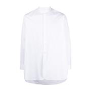 Hvid Bomuldsskjorte med B?ndkrave