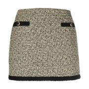 Gul Sort Paillet Tweed Mini Nederdel