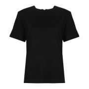 Afslappet løstsiddende T-shirt med skulderpuder og lynlåsdetalje
