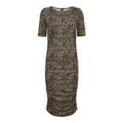 Leopardmønstret lang kjole til kvinder