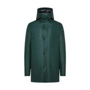 Gummibelagt Dobbelt Parka Jakke i Pine Green