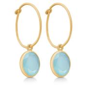 14K Forgyldt Aqua Chalcedon Creol Øreringe